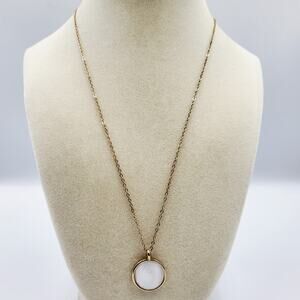 Lovisa Goldtone White Inlay Circular Pendant Necklace Delicate Feminine Normcore